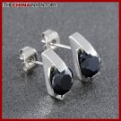 MEN'S STAINLESS STEEL CZ STUD PIERCED EARRINGS E0703