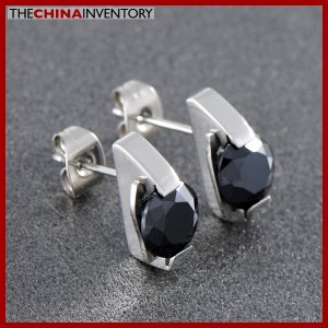 MEN'S STAINLESS STEEL CZ STUD PIERCED EARRINGS E0703
