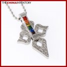 STAINLESS STEEL GAY LESBIAN RAINBOW CROSS PENDANT P1409