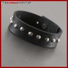 STAINLESS STEEL BEADS BLACK LEATHER BRACELET B1109B