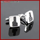 STAINLESS STEEL CARBON FIBER KEYHOLE CUFFLINKS C1101
