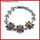 LADIES SILVER TONE CRYSTAL CAT EYE STONE BRACELET B0348