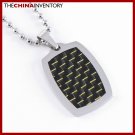 STAINLESS STEEL GOLD CARBON FIBER TAG PENDANT P0727A