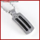 STAINLESS STEEL FILIGREE CURVED TAG PENDANT NECKLACE