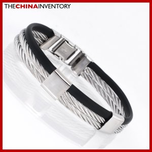 STAINLESS STEEL ROPE RUBBER BANGLE BRACELET B2101