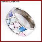 SIZE 7 STAINLESS STEEL MOSAIC STYLE BAND RING R0812