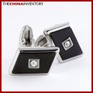 STAINLESS STEEL BLACK PARALLELOGRAM CUFFLINKS C0808
