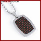 STAINLESS STEEL RED CARBON FIBER TAG PENDANT P0727B