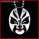 CHINESE OPERA PAINTED STAINLESS STEEL FACE MASK PENDANT
