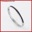 WOMEN 6MM STAINLESS STEEL BLACK CURB CUFF BANGLE B2105A