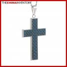STAINLESS STEEL BLUE CARBON FIBER CROSS PENDANT P1717