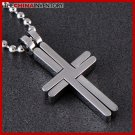 STAINLESS STEEL ENTWINED CROSS PENDANT NECKLACE P0329B