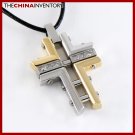 STAINLESS STEEL SILVER GOLD TONE CROSS PENDANT P0805B