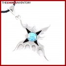 STAINLESS STEEL TURQUOISE SOLAR SUN RAY PENDANT P0346C