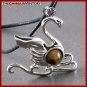 STAINLESS STEEL TIGER'S EYE SWAN PENDANT P0821