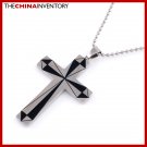 STAINLESS STEEL CROSS BLACK SILVER PENDANT P2002