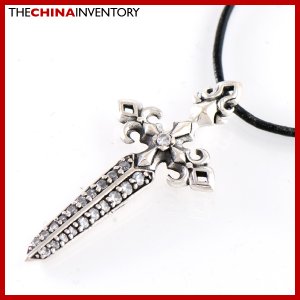 925 STERLING SILVER CZ DAGGER PENDANT NECKLACE SIL1009B