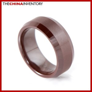 8MM SIZE 7 BROWN CERAMIC WEDDING BAND FLAT RING R2003