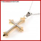 STAINLESS STEEL SILVER GOLD TONE CROSS PENDANT P1811