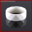 SIZE 6 MILKY CERAMIC FACETED WEDDING BAND RING R0902