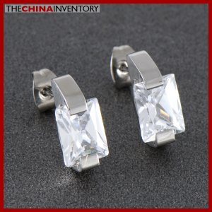 MEN'S STAINLESS STEEL CZ STUD PIERCED EARRINGS E0705