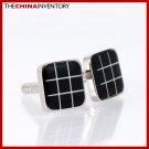 STAINLESS STEEL BLACK CHECKERS SQUARE CUFFLINKS C1706