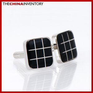 STAINLESS STEEL BLACK CHECKERS SQUARE CUFFLINKS C1706