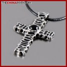 STAINLESS STEEL BLACK AGATE CROSS PENDANT P1002