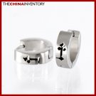 STAINLESS STEEL GOTHIC CROSS HUGGIE HOOP EARRINGS E1403