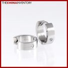 STAINLESS STEEL WHITE CZ HUGGIE HOOP EARRINGS E1103B