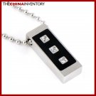 STAINLESS STEEL CZ TAG PENDANT NECKLACE P0601