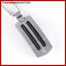 STAINLESS STEEL BLACK CABLE TAG PENDANT NECKLACE P0401A