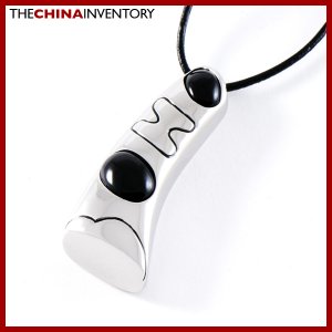 STAINLESS STEEL BLACK AGATE DESIGNER PENDANT P0811