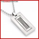 STAINLESS STEEL TAG PENDANT SILVER WIRE INLAY P2203A