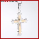 GUYS HEAVY STAINLESS STEEL DOUBLE CROSS PENDANT P1616