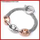 8.5"" STAINLESS STEEL 2 TONE CHAIN ROLO BRACELET B1316B