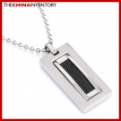 STAINLESS STEEL TAG PENDANT SILVER WIRE INLAY P2203B