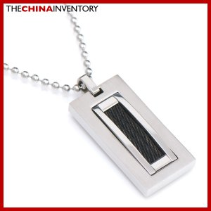 STAINLESS STEEL TAG PENDANT SILVER WIRE INLAY P2203B