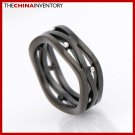 6MM SIZE 5 BLACK STAINLESS STEEL RING WAVE STYLE R2106