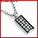 STAINLESS STEEL CHECKERS PENDANT NECKLACE P2202