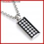 STAINLESS STEEL CHECKERS PENDANT NECKLACE P2202