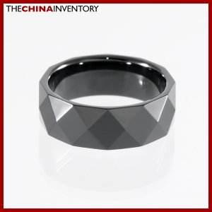 SIZE 7.5 FACETED BLACK CERAMIC BAND RING R0902B