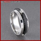 8MM SIZE 5 STAINLESS STEEL BLACK CABLE BAND RING R0708