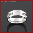 SIZE 6 STAINLESS STEEL RING W/ MINI CURB CHAIN R2203B