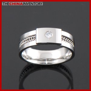 SIZE 6 STAINLESS STEEL RING W/ MINI CURB CHAIN R2203B
