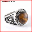 SIZE 7 STAINLESS STEEL ROUND TIGER'S EYE RING R2608