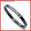 8MM 7"" BLACK STAINLESS STEEL BANGLE BRACELET B2708B