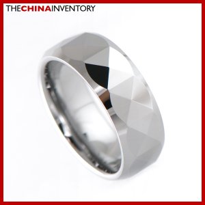 8MM SIZE 9.5 FACETED TUNGSTEN CARBIDE BAND RING R1906