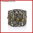 VICTORIAN STYLE GREEN CRYSTALS CUFF BRACELET B1418
