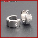 STAINLESS STEEL MATTE HUGGIE HOOP CZ EARRINGS E2201B